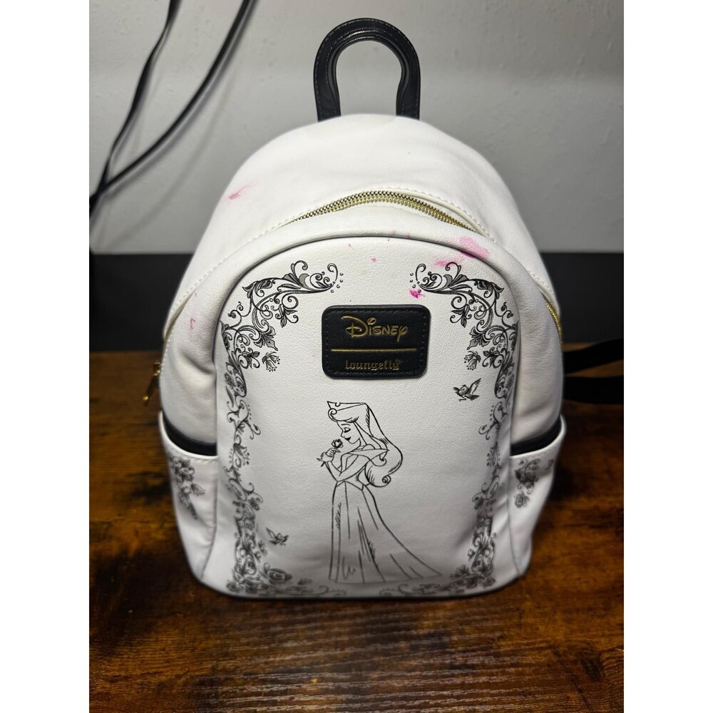 Loungefly Disney Princess Sleeping Beauty Aroura Black White Mini Backpack